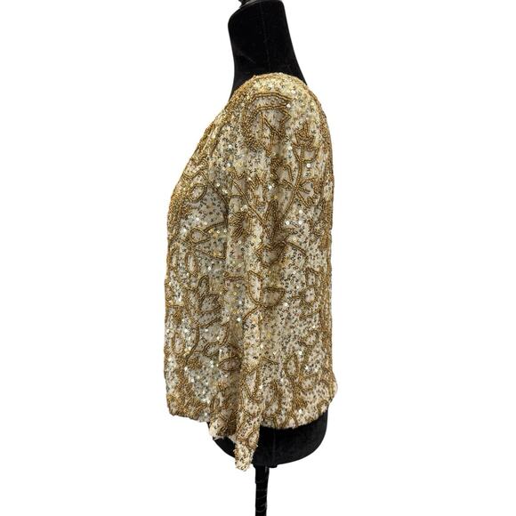 Calypso St. Barth Gold Beaded Embellished Open Jacket CANNELITA XS - Picture 7 of 13